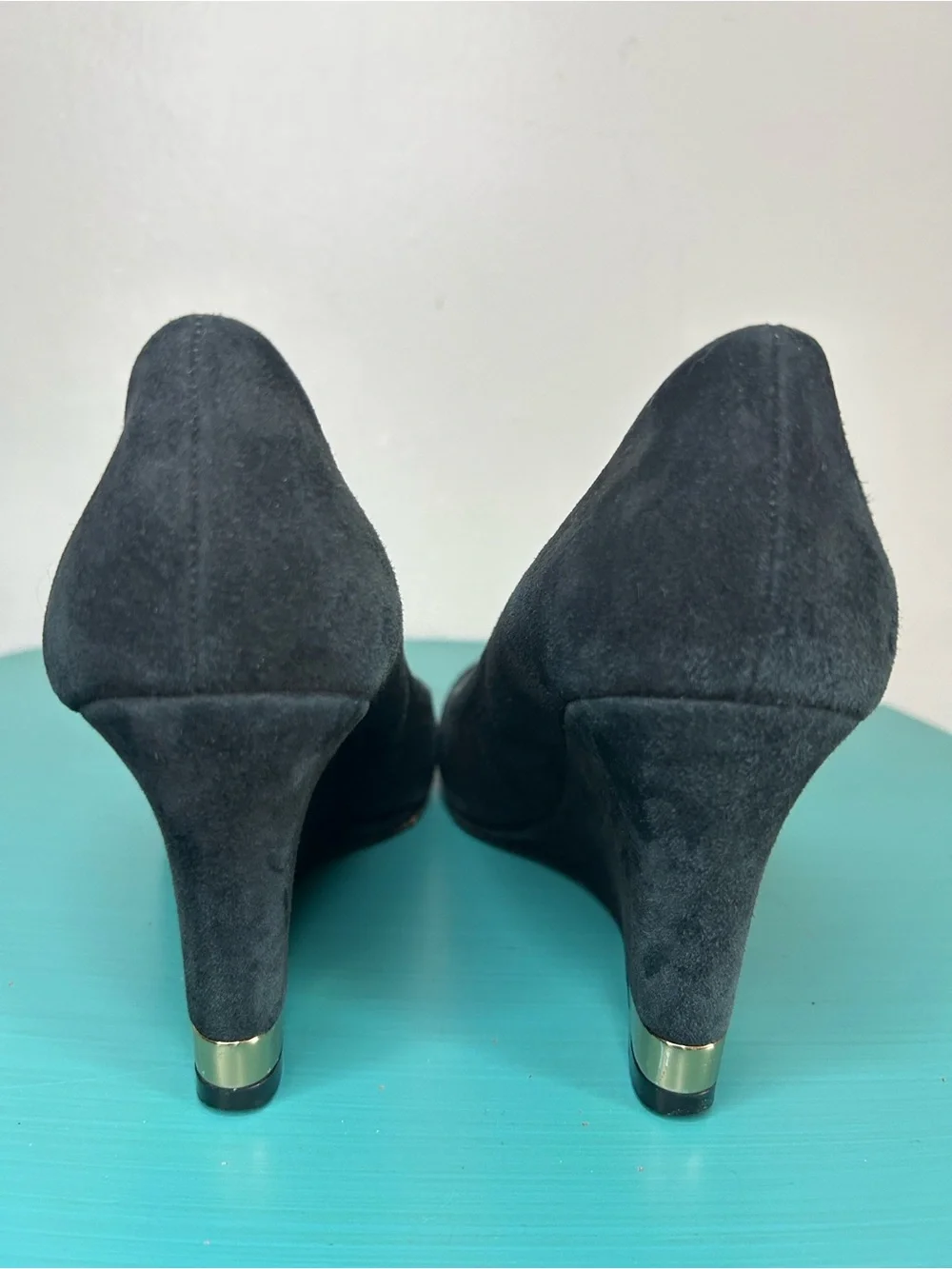 Tory Burch Astoria Solid Black Suede Wedge Pumps - Women's Dress Heels